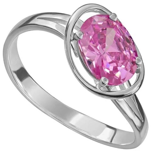 Серебряное кольцо с розовым камнем (нанокристалл) - коллекция Фрейя / Покрытие Палладий (размер 22,5)
