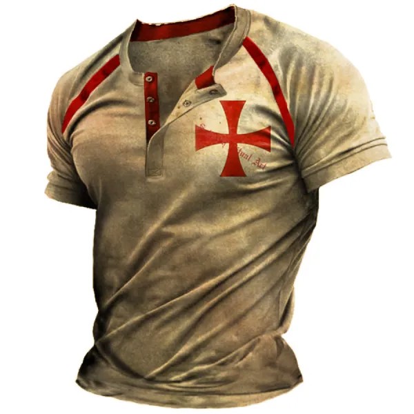 Knights Templar Cross Мужская наружная молния в стиле ретро с принтом Тактическая футболка-поло
