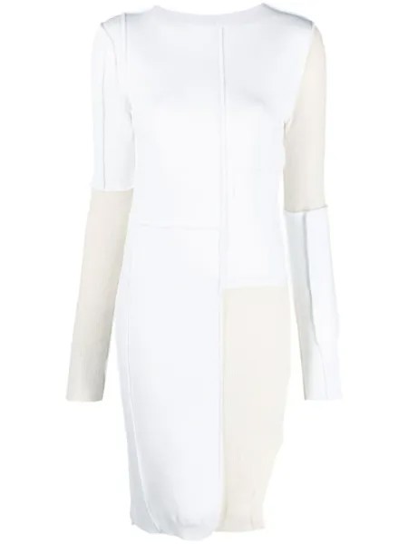 MM6 Maison Margiela платье миди в стиле колор-блок, белый