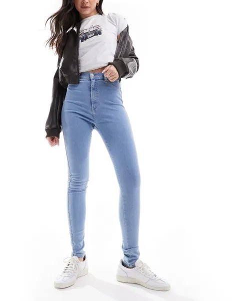 Джинсы суперскинни с высокой талией Dr Denim Solitaire Простые бледно-стиранные Beck