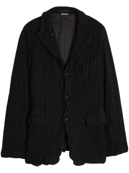 Comme des Garçons Homme Plus шерстяной пиджак асимметричного кроя в тонкую полоску, черный