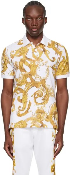 Белая рубашка-поло Watercolor Couture Versace Jeans Couture, цвет White/Gold