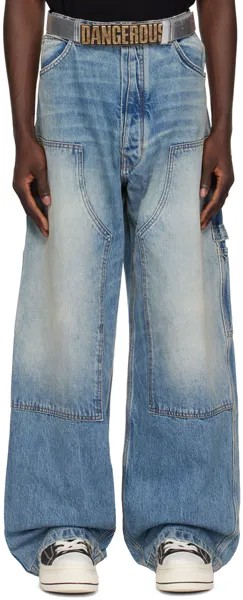 Синие джинсы со вставками B1Archive, цвет Vintage