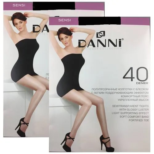 Колготки  DANNI, 40 den, 2 шт., размер 5, черный