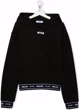 MSGM Kids TEEN logo print hoodie