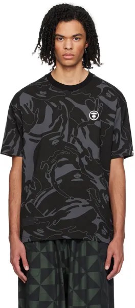 Черная футболка с камуфляжным принтом Aape By A Bathing Ape