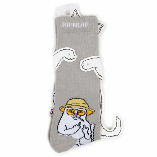 Носки RIPNDIP Носки с котом Лордом Нермалом Ripndip Socks, размер Универсальный, бежевый, белый