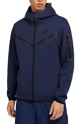 Мужская худи Nike Sportswear Midnight Navy/Black из технического флиса с молнией во всю длину (CU4489