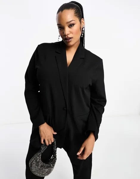 Черный костюм из джерси свободного кроя ASOS DESIGN Curve