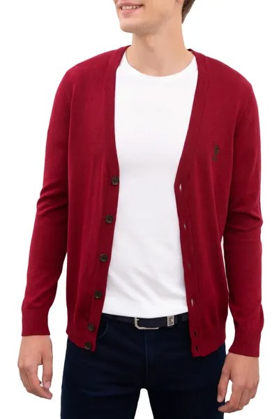 Кардиган мужской U.S. POLO Assn. G081SZ0TH0TBH01-BSK9 красный 2XL