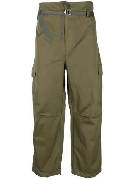 Comme des Garçons Homme зауженные брюки карго с поясом, зеленый