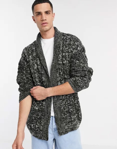 Черный oversized-кардиган с вязкой косами ASOS DESIGN