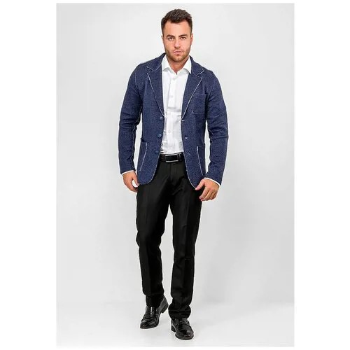 Пиджак мужской GREG G136-KF-гранж (джинс/белый), Прямой силуэт / Сlassic fit, цвет Синий, размер 48