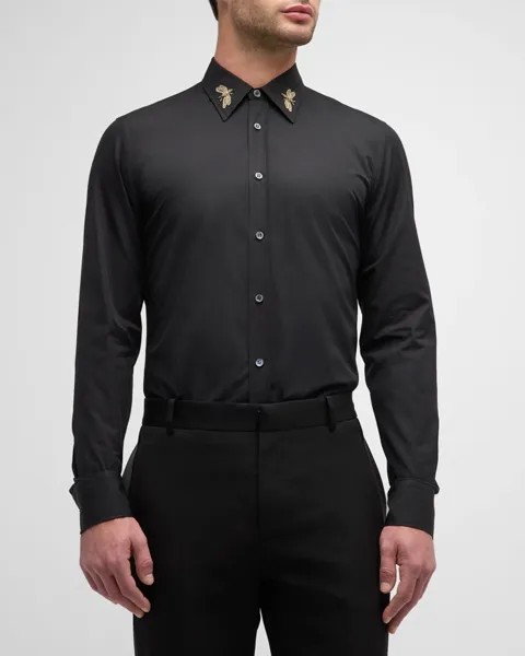 Мужская спортивная рубашка с вышивкой «Стрекоза» Alexander McQueen, цвет Black