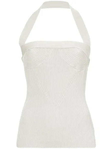 Proenza Schouler ribbed-knit halterneck knitted top, белый