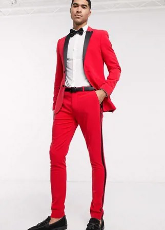 Ярко-красный супероблегающий смокинг ASOS DESIGN