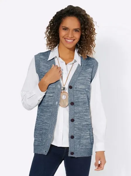 Casual Looks Вязаный жилет, цвет Rauchblau-Ecru-Meliert