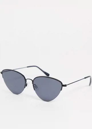 Солнцезащитные очки формы «кошачий глаз» в металлической оправе с черными линзами Topshop-Черный цвет