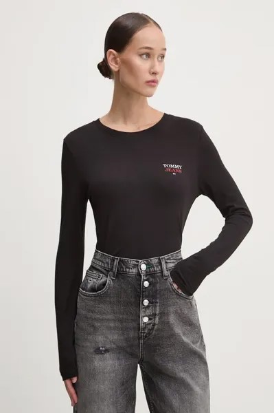Лонгслив Tommy Jeans, черный