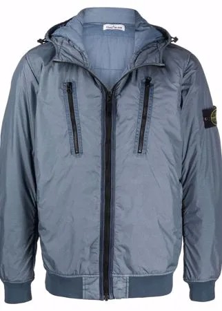 Stone Island бомбер на молнии с капюшоном
