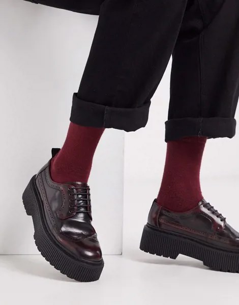 Красные броги из искусственной кожи на массивной подошве ASOS DESIGN-Красный
