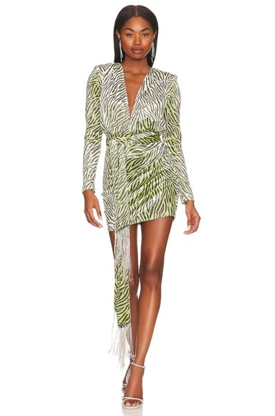 Платье мини Bronx and Banco Rhianna Velvet & Metal Fringe Belt, цвет Green Multi