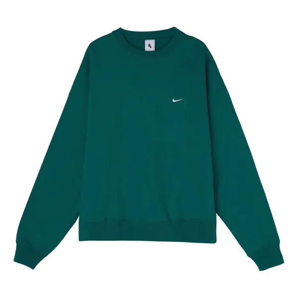 Толстовка Men's Nike Lab Fleece Crew Solid Color Plush Stay Warm Sports Round Neck Pullover Green, мультиколор