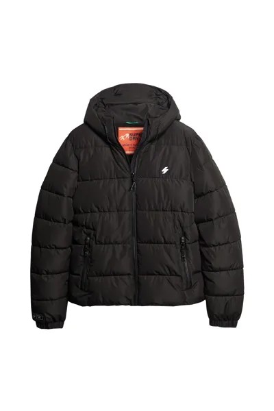 Спортивная утепленная куртка с капюшоном Superdry, черный