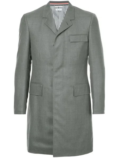 Thom Browne пальто с высокой проймой 'Chesterfield', серый