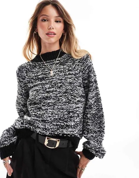 Свитер Threadbare – High Neck Boucl>9 в черно-белом цвете =f