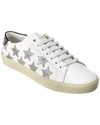 Saint Laurent Court Classic California Металлизированные женские кожаные кроссовки белые 38
