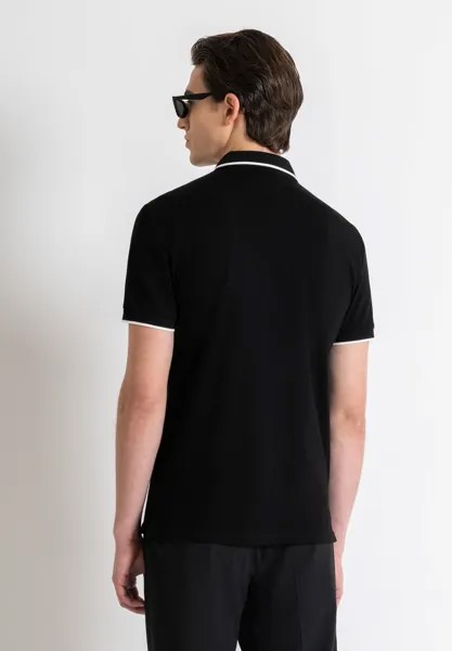Поло Regular Fit With Logoed Patch Antony Morato, черный