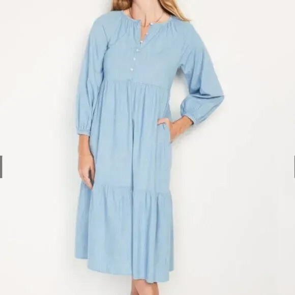 Платье макси из шамбре Old Navy на каждый день, размер XL