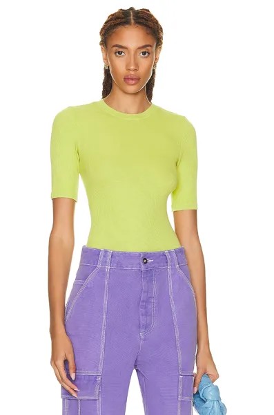 Топ Enza Costa Silk Rib Fitted Half Sleeve Crew, цвет Kiwi