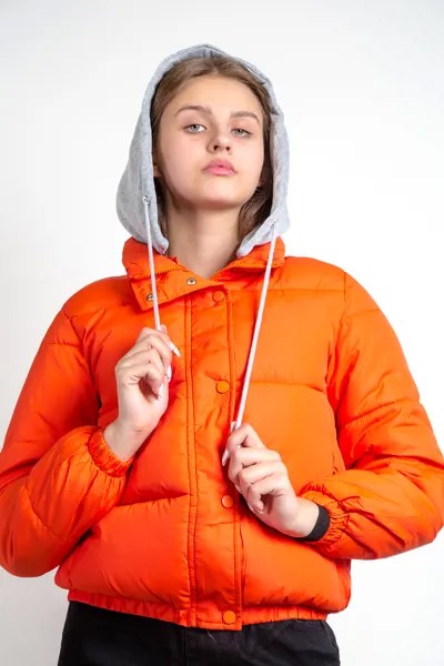 Пуховик женский STOLNIK 119 + капюшон (2XL, Оранжевый)