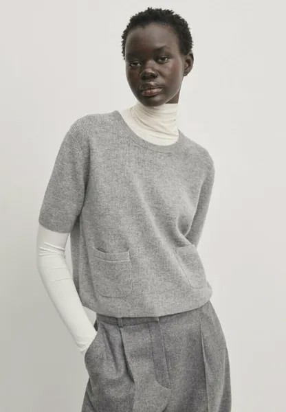 Базовая футболка Short Sleeve With Pockets Massimo Dutti, цвет grey