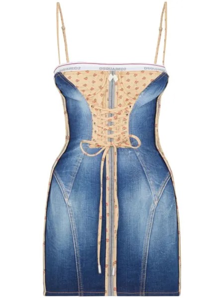 Dsquared2 платье мини с корсетом, синий