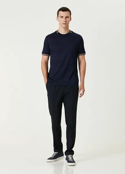 Шерстяные брюки с кулиской на талии Paul Smith, синий