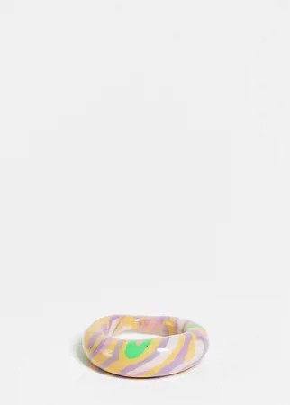 Куполообразное кольцо из «мраморной» цветной резины ASOS DESIGN Curve-Разноцветный