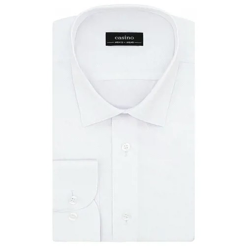 Рубашка мужская длинный рукав CASINO c103/157/4169/Z, Полуприталенный силуэт / Regular fit, цвет Белый, рост 174-184, размер ворота 41