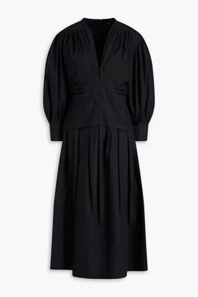 Плиссированное платье миди из хлопково-поплина Proenza Schouler, черный