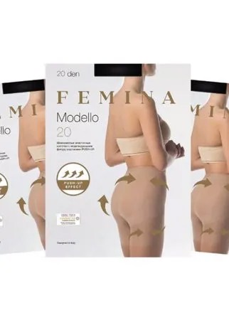 Женские колготки Femina, Modello 20 den PUSH-UP, набор 3 шт., черный, размер 2