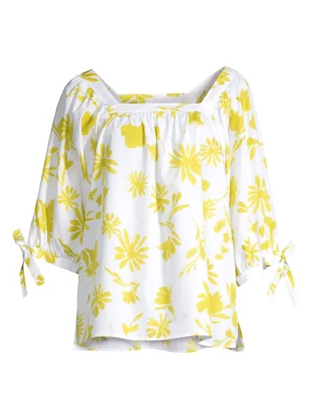 Блуза свободного кроя с цветочным принтом ROSSO35, разноцветный