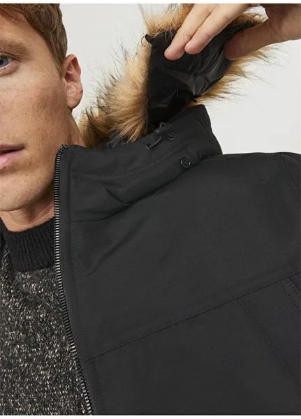 Черное мужское пальто Jack & Jones