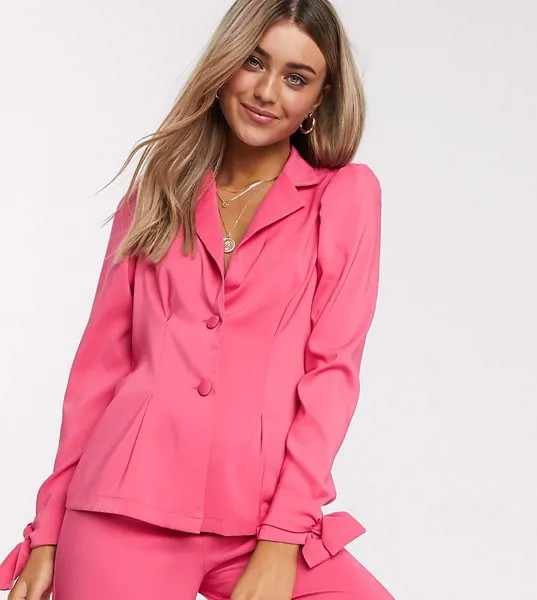 Приталенный пиджак от комплекта с пышными рукавами Reclaimed Vintage inspired-Розовый