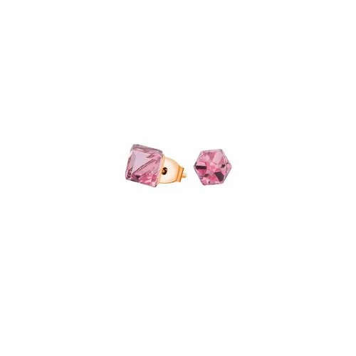 Серьги пусеты Fiore Luna, кристаллы Swarovski, розовый, желтый