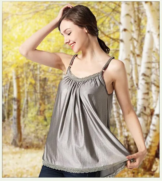 Кофта из серебряного волокна с защитой от электромагнитного излучения, женское платье-комбинация для девушек, подтяжки, защитная одежда EMF