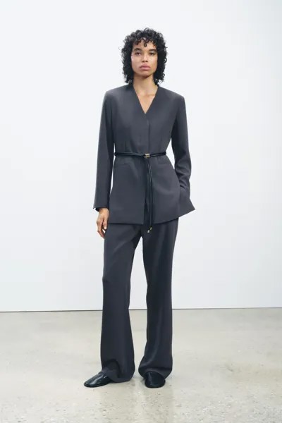 Брюки прямого кроя ZARA, антрацит серый