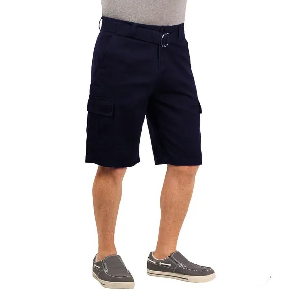 Мужские шорты-карго из твила с поясом, летние шорты с несколькими карманами, темно-синие 32