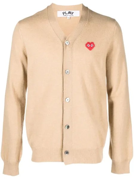 Comme Des Garçons Play кардиган с вышитым логотипом, нейтральный цвет
